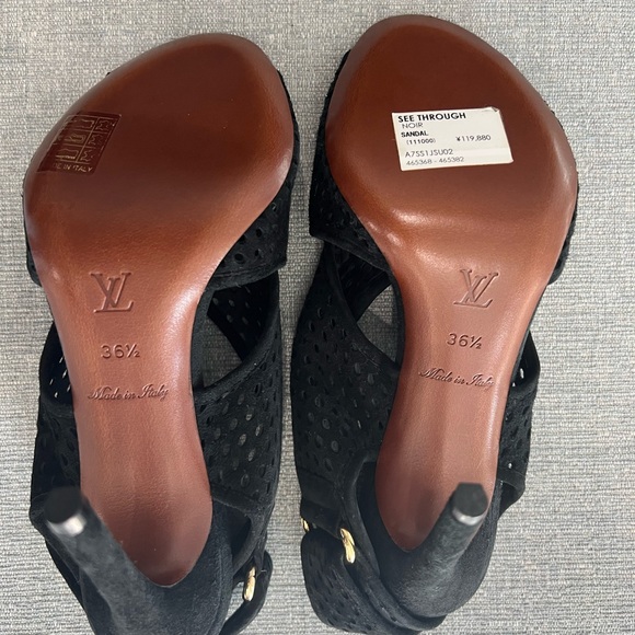LOUIS VUITTON SUEDE PERFORATED SLING BACK SANDALS - Picture 8 of 13